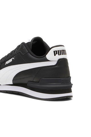 Črni usnjeni športni copati z belim logotipom Puma ST Runner v4 L