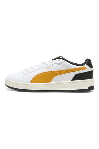 Bele superge z rumenimi in črnimi detajli Puma Court Classico
