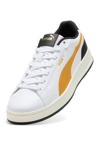Bele superge z rumenimi in črnimi detajli Puma Court Classico