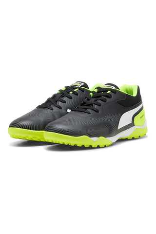 Črni in rumeni fluorescenčni nogometni čevlji iz sintetičnega materiala Puma Truco III TT