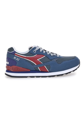 Modri športni copati z bordovimi detajli in retro tekaško podplatom Diadora N 92