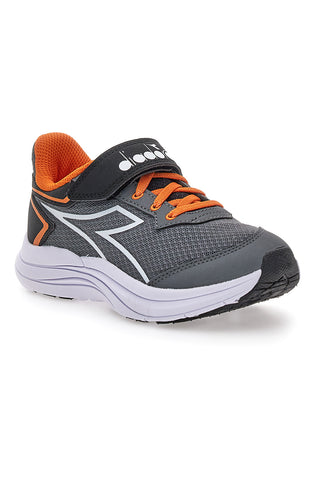 Sivi športni čevlji z oranžnimi detajli in zapenjanjem na velcro Diadora SNIPE 3 JR