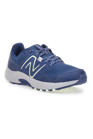 Modri tekaški čevlji iz mrežastega materiala s podplatom za tek po terenu New Balance MT410CN8