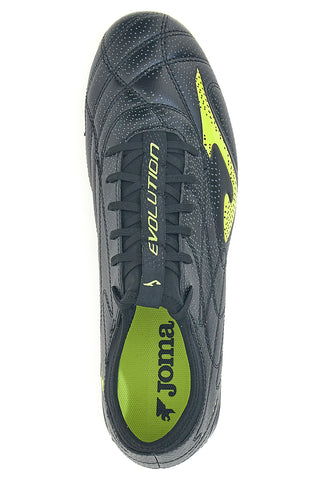 Črni nogometni čevlji s FG-špicami in limetkovimi detajli Joma Evolution 2531 Firm Ground