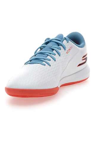Bele nogometne čevlje za dvorano z modrimi detajli Skechers Club IC