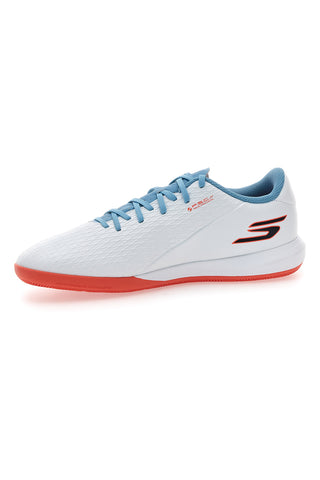 Bele nogometne čevlje za dvorano z modrimi detajli Skechers Club IC