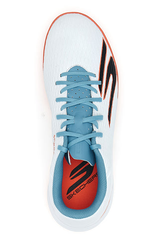 Bele nogometne čevlje za dvorano z modrimi detajli Skechers Club IC