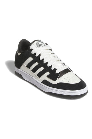 Črno-bele košarkarske čevlje z usnjenimi vstavki Adidas Rapid Court Low