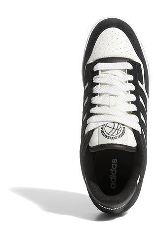 Črno-bele košarkarske čevlje z usnjenimi vstavki Adidas Rapid Court Low