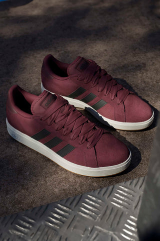 Bordeaux rdeče usnjene superge z črnimi črtami Adidas Grand Court Base 00s