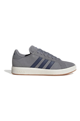 Sivi usnjeni superge z modrimi črtami Adidas Grand Court Base 00s