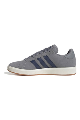 Sivi usnjeni superge z modrimi črtami Adidas Grand Court Base 00s