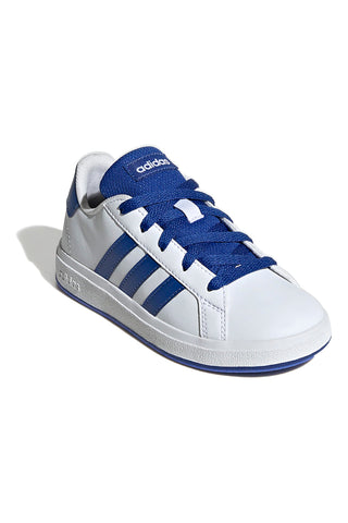 Bele superge z modrimi črtami iz sintetičnih materialov Adidas Grand Court 2.0 K