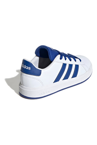 Bele superge z modrimi črtami iz sintetičnih materialov Adidas Grand Court 2.0 K