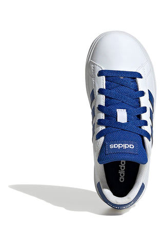 Bele superge z modrimi črtami iz sintetičnih materialov Adidas Grand Court 2.0 K