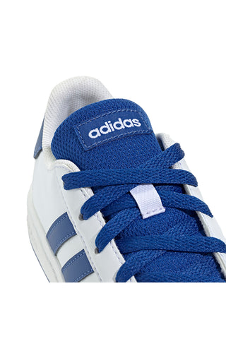 Bele superge z modrimi črtami iz sintetičnih materialov Adidas Grand Court 2.0 K