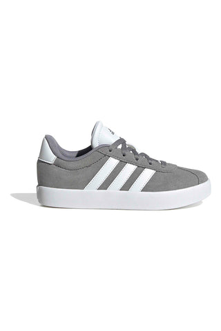 Sive superge iz semiša z 3 belimi črtami Adidas VL Court 3.0 K
