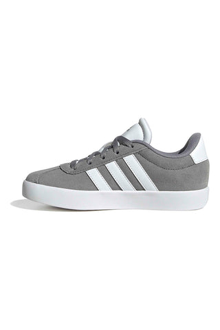 Sive superge iz semiša z 3 belimi črtami Adidas VL Court 3.0 K