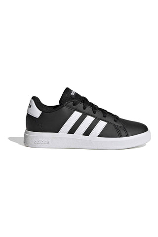 Črni čevlji z belimi črtami iz sintetičnih materialov Adidas Grand Court 2 K
