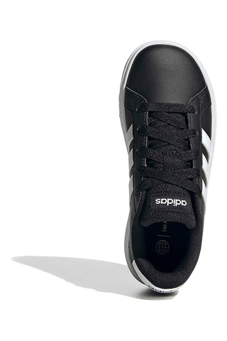 Črni čevlji z belimi črtami iz sintetičnih materialov Adidas Grand Court 2 K