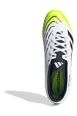Bele nogometne čevlje z rumenimi fluorescentnimi detajli Adidas Predator Club FG/MG