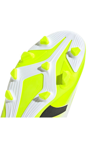 Bele nogometne čevlje z rumenimi fluorescentnimi detajli Adidas Predator Club FG/MG J