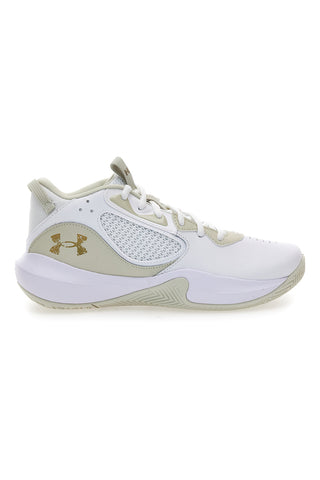 Bele košarkarske čevlje z bež vstavki in blaženim podplatom Under Armour Lockdown 6