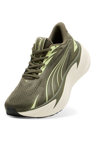 Olive zelene tekaške čevlje iz mrežastega materiala z blaženjem Profoam Puma Maxima Pro