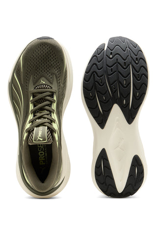 Olive zelene tekaške čevlje iz mrežastega materiala z blaženjem Profoam Puma Maxima Pro