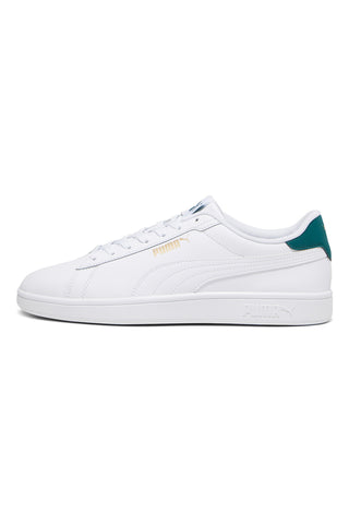 Bele superge z zelenimi detajli iz udobnega usnja Puma Smash 3.0 L
