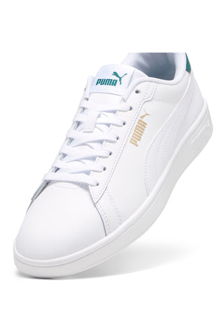 Bele superge z zelenimi detajli iz udobnega usnja Puma Smash 3.0 L