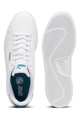 Bele superge z zelenimi detajli iz udobnega usnja Puma Smash 3.0 L