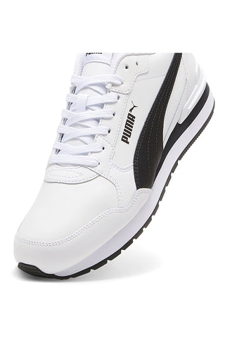 Beli usnjeni športni copati s črnimi podrobnostmi Puma ST Runner v4 L