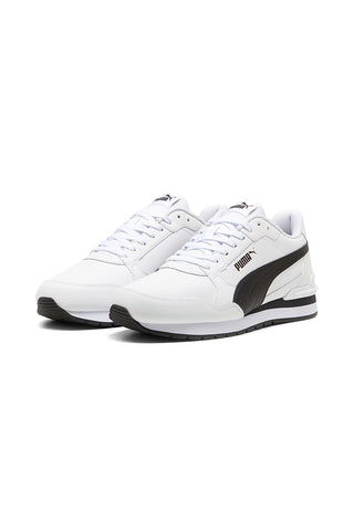 Beli usnjeni športni copati s črnimi podrobnostmi Puma ST Runner v4 L