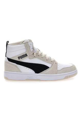 Bele in bež mid-cut superge s kontrastnimi vstavki Puma Rebound V6 SD