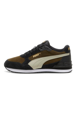 Zeleno-olične superge in črni usnjeni vstavki Puma ST Runner V4 SD