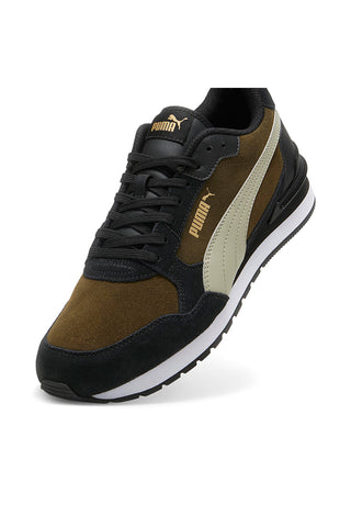 Zeleno-olične superge in črni usnjeni vstavki Puma ST Runner V4 SD