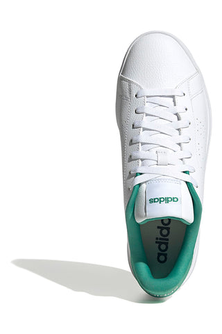 Bele superge z zelenimi detajli, preprost dizajn Adidas Advantage Base 2.0