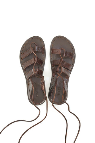 Sandali Flat Lace-up Mio Tempo 1369 Rjavi