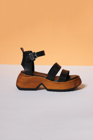 Sandali Platform Pittarello 5574 Črni Prava usnja