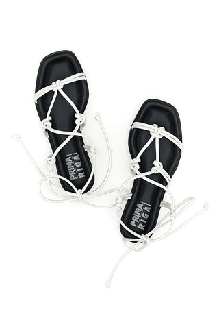 Sandali s čipkami Prima Riga 308100 White