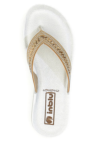 Papudlji Infradito Sabbia e Bianche con Strass Inblu 01 Zo