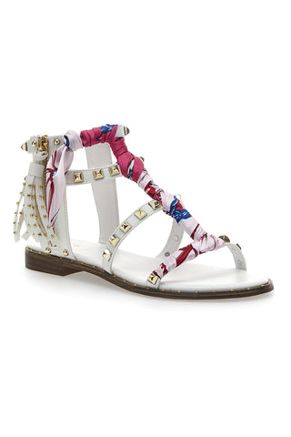 Bele sandale Schiava z zakovicami Me & Me 1532