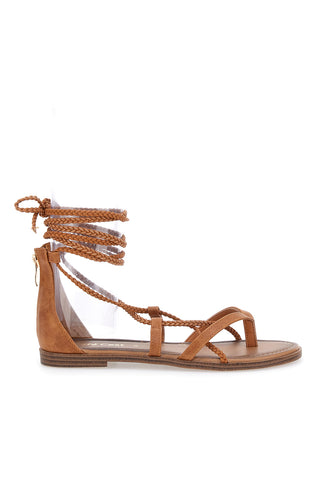 Sandali Lace-Up Sabbia Con Suola Flat Cafe' Cost 2502