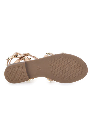Sandali Flat Oro Rosa Con Borchie Me & Me 1537
