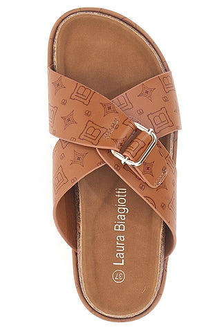 Čevlji Cognac z ravno platformo Laura Biagiotti 8627