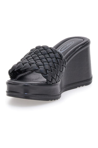 Črne natikače s klobučkom Plocadi 18009