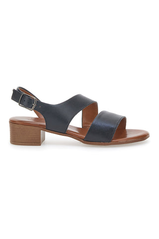Črni sandali iz pravega usnja s 4 cm visokim petom Pittarello Look 243080