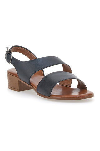 Črni sandali iz pravega usnja s 4 cm visokim petom Pittarello Look 243080