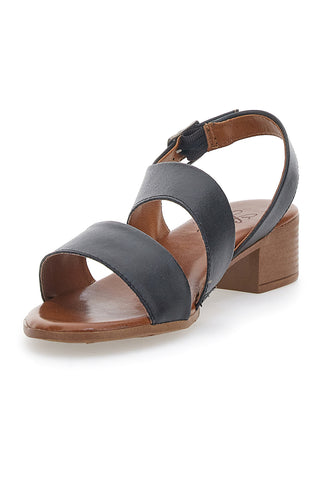 Črni sandali iz pravega usnja s 4 cm visokim petom Pittarello Look 243080